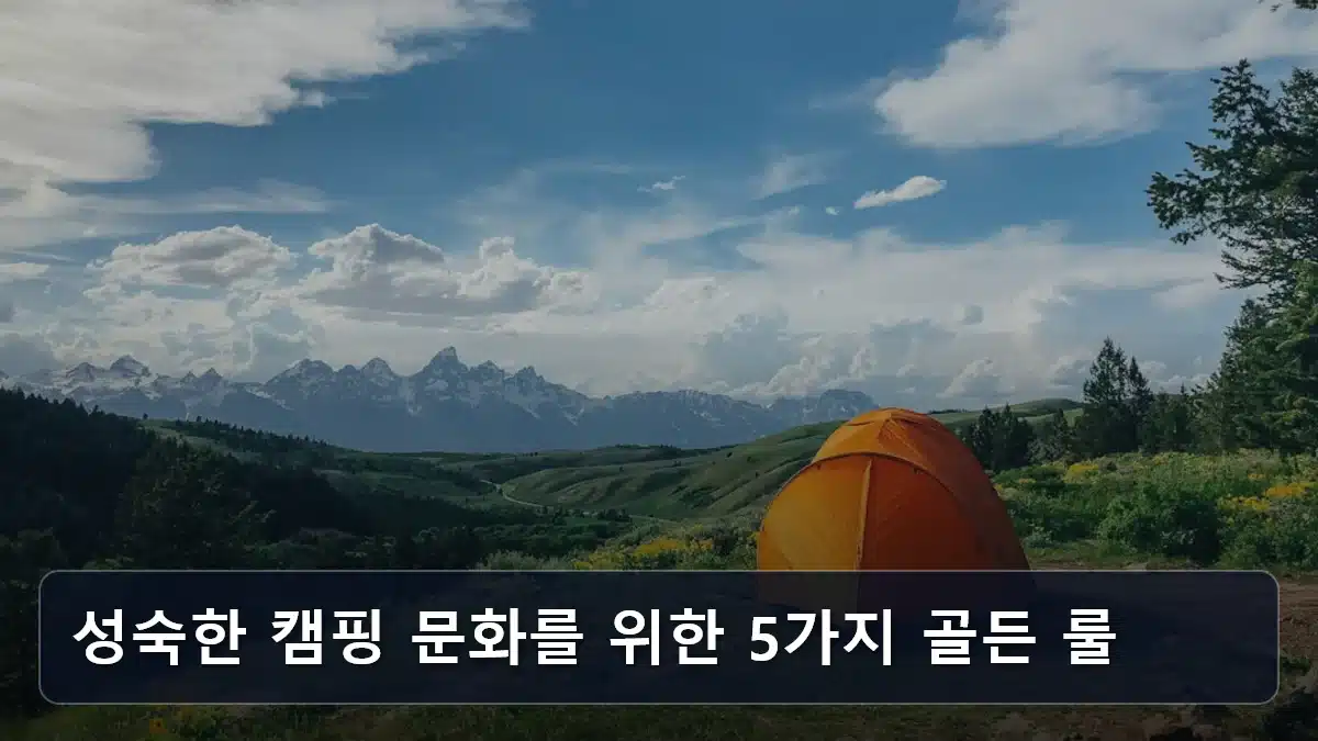 성숙한 캠핑 문화를 위한 5가지 골든 룰 관련 이미지