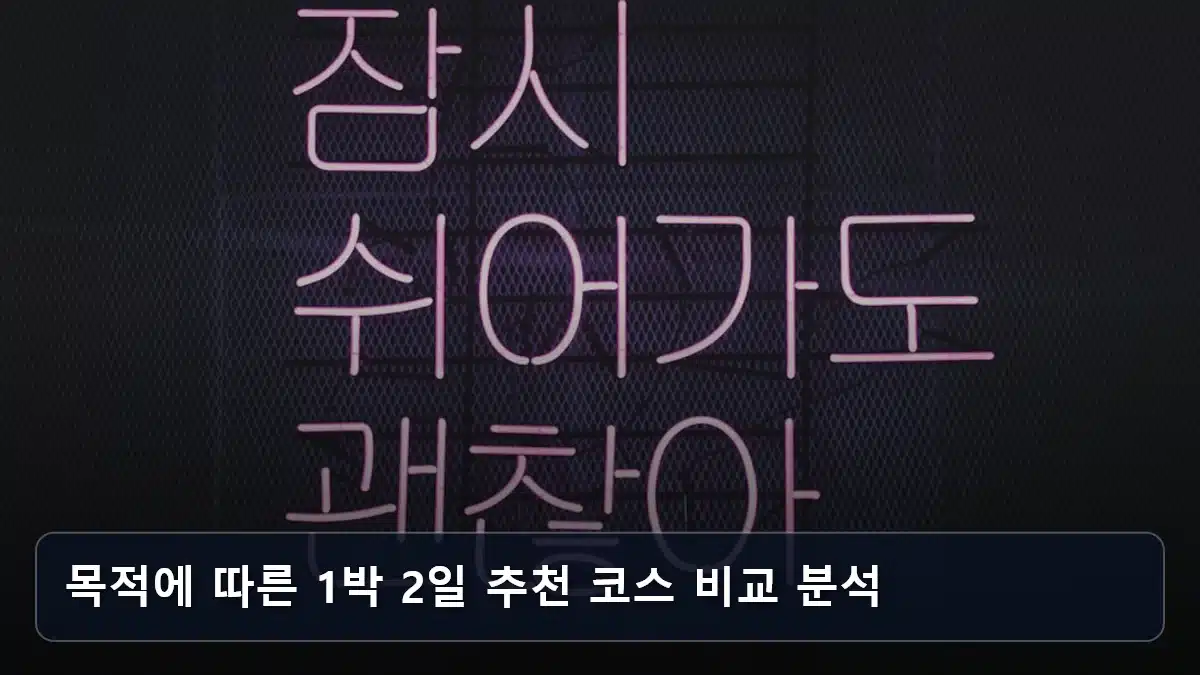 목적에 따른 1박 2일 추천 코스 비교 분석 관련 이미지