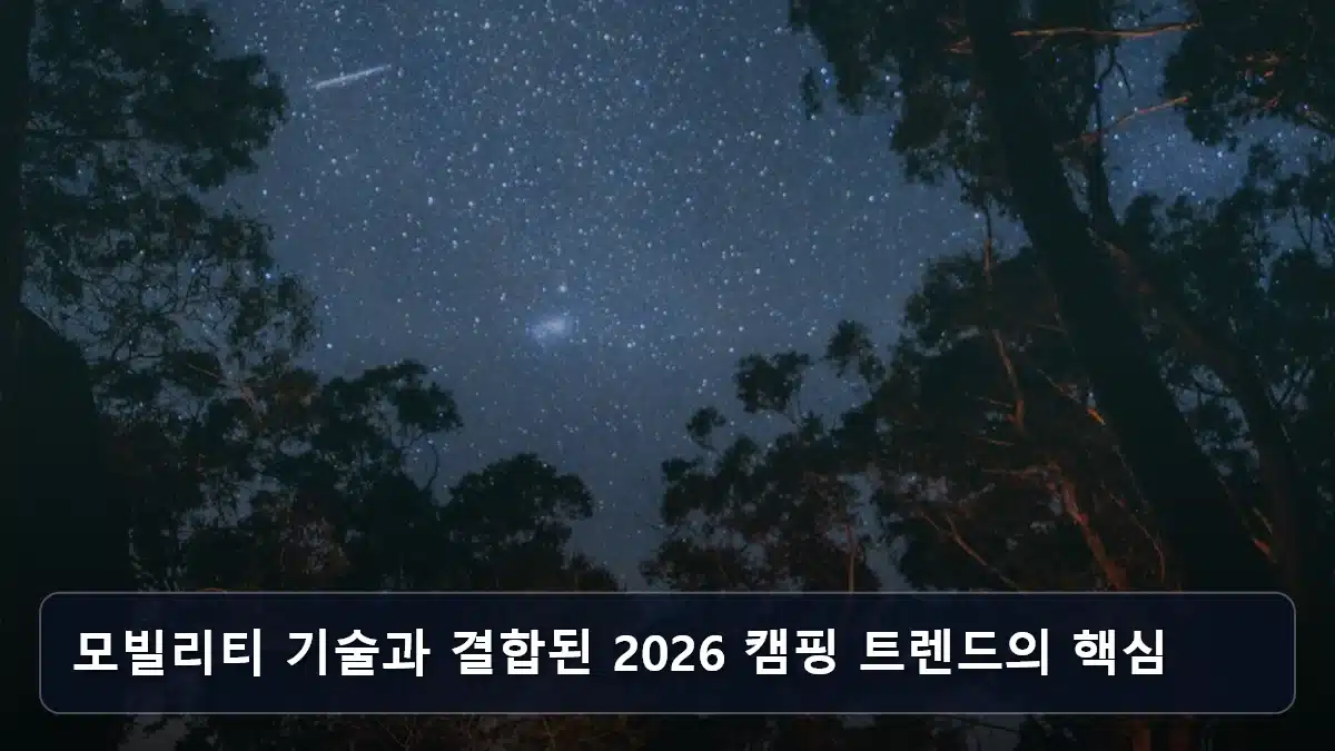 모빌리티 기술과 결합된 2026 캠핑 트렌드의 핵심 관련 이미지