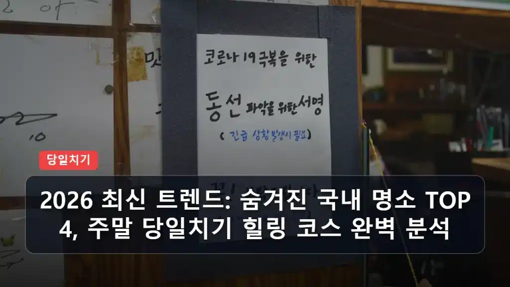 2026 최신 트렌드: 숨겨진 국내 명소 TOP 4, 주말 당일치기 힐링 코스 완벽 분석